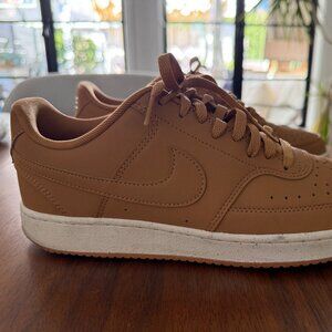 Nike Court Vision Low Wheat Tan Leather Sneakers Men’s 9 Casual Shoes
